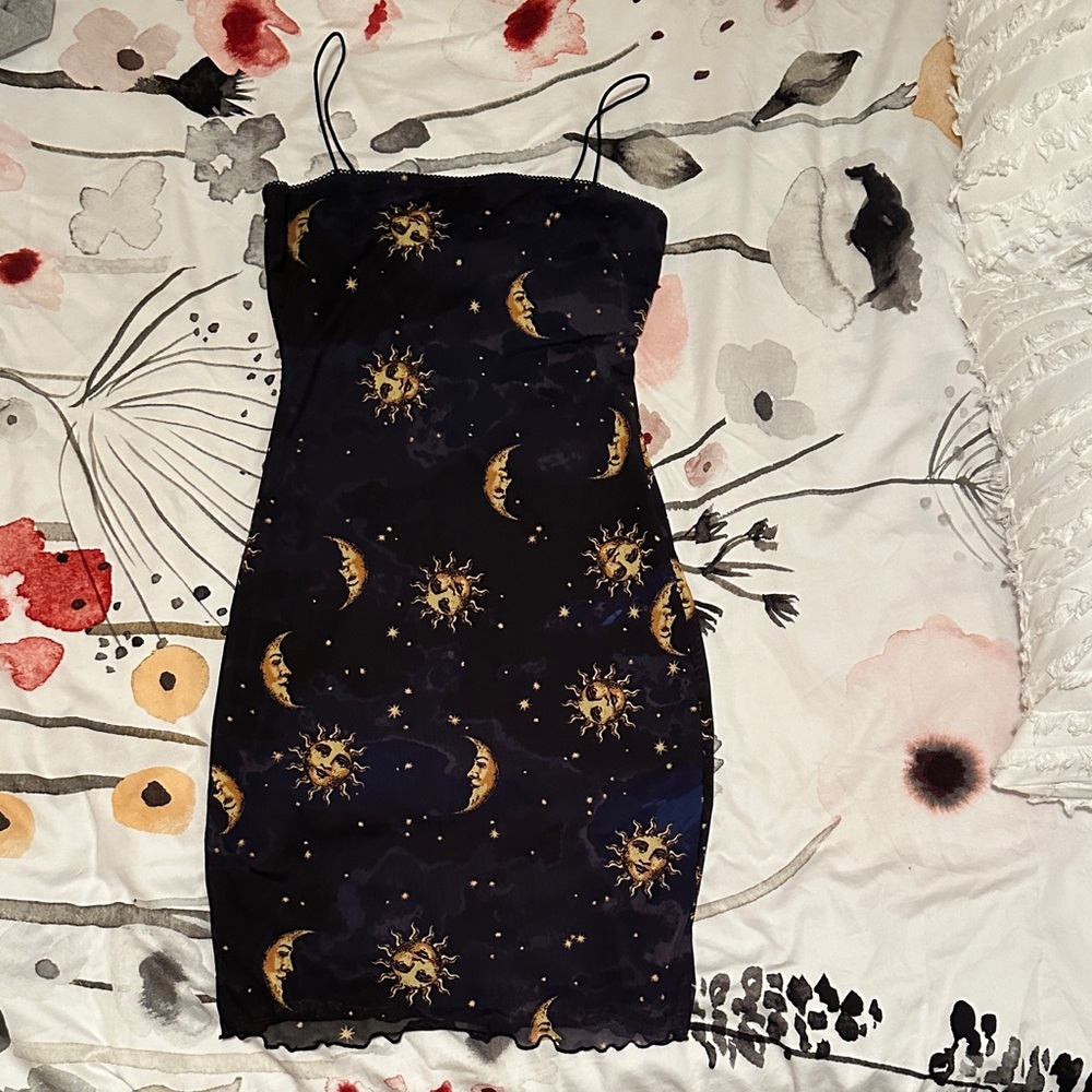 Sun and Moon Patterned Mini Dress